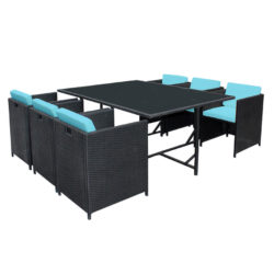 Cube 6-Seater Dining Set with Blue Cushions